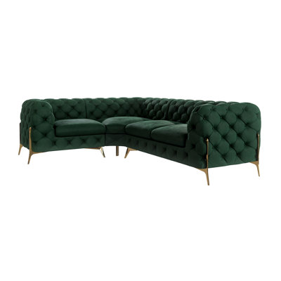 L-shape Corner Chesterfield Sofa  with Gold Metal Legs