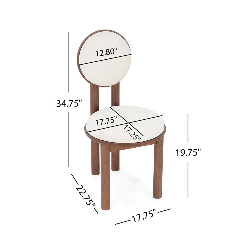 Chaise de salle à manger en polyester et tissu beige avec structure en bois (ensemble de 2)