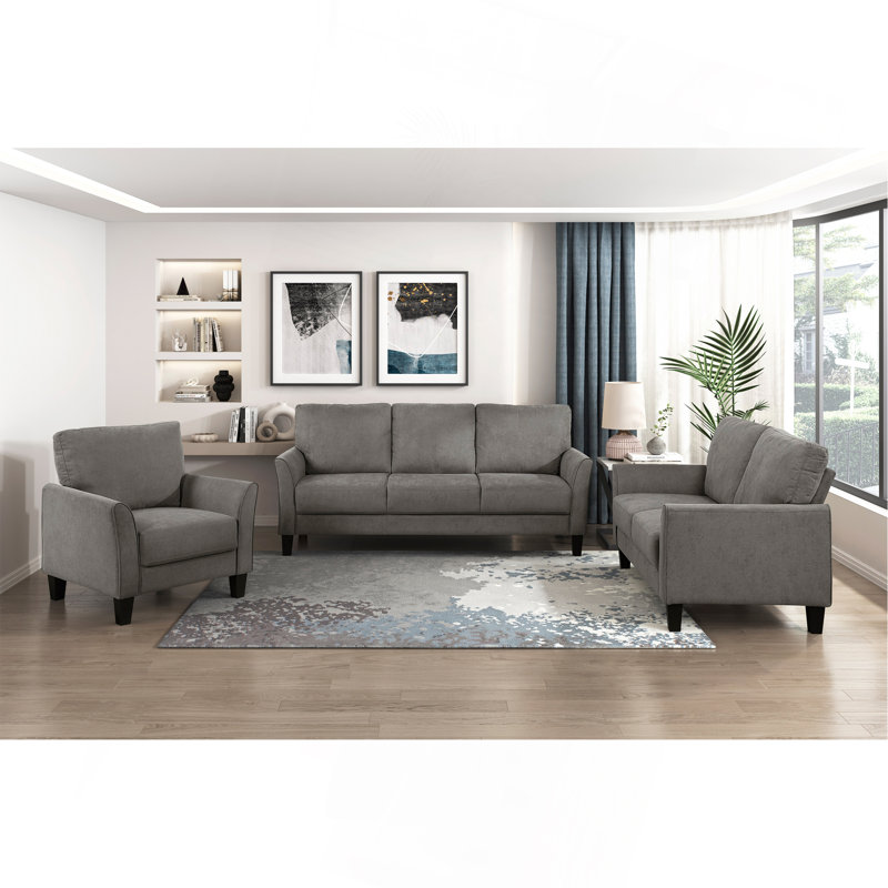 Ensemble de canapé 3 pièces Modern Modern Contemporary, Gris brun