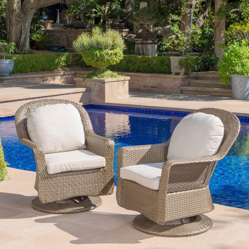 Fauteuil club pivotant Liam (ensemble de 2), Blanc, Marron clair