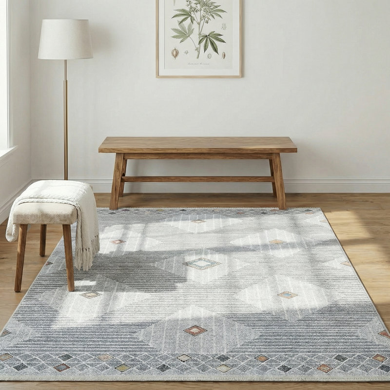 Tapis à motif géométrique marocain Thambiah, Rectangle 4 pi x 5 pi 11 po