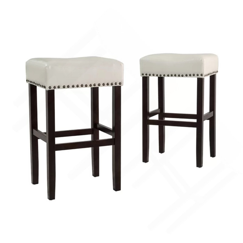 Tabouret de comptoir 30 po en simili cuir ivoire sans dossier (ensemble de 2)