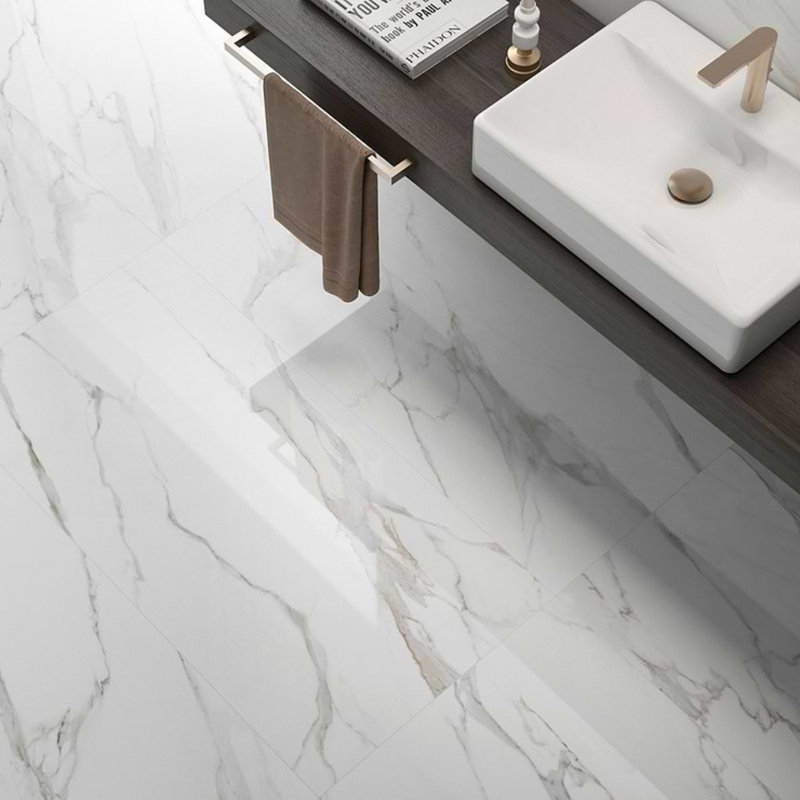 Minera 24x48 Polished Marble Look Porcelain Tile, Aurora Gold
