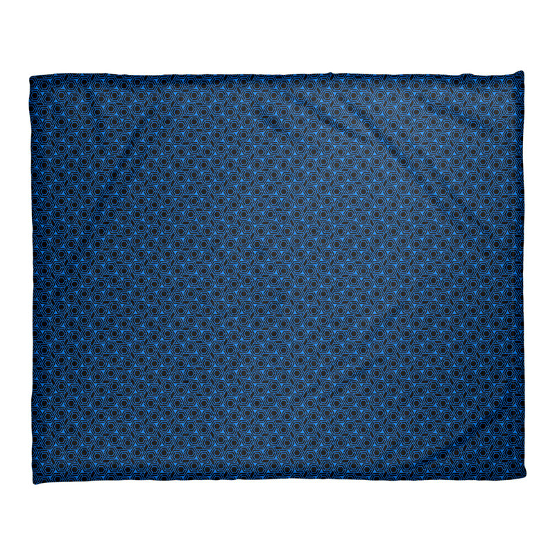 Couverture à treillis hexagonal Katelyn Elizabeth, l 52,5 po x L 62,5 po, Bleu / noir
