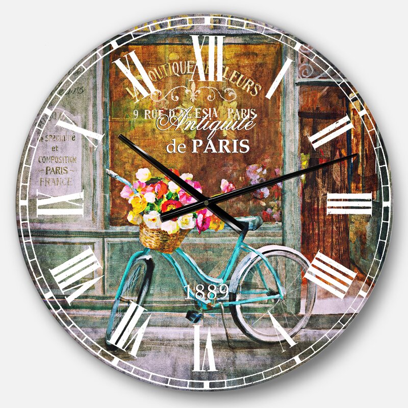 French country clock - Paris French Flowershop Wall Clock