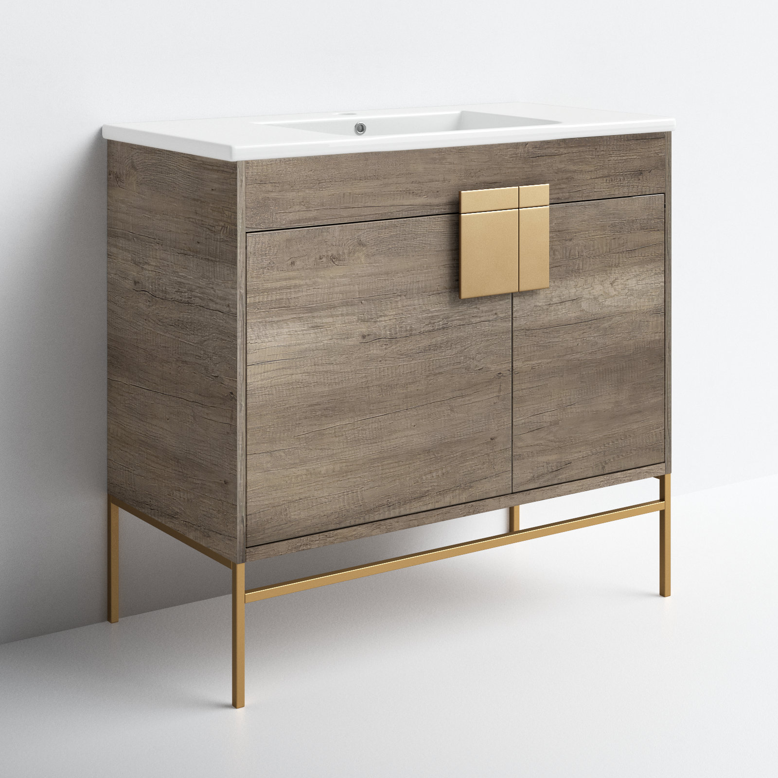 Maisie 36'' Single Bathroom Vanity, Satin Brass, Gray