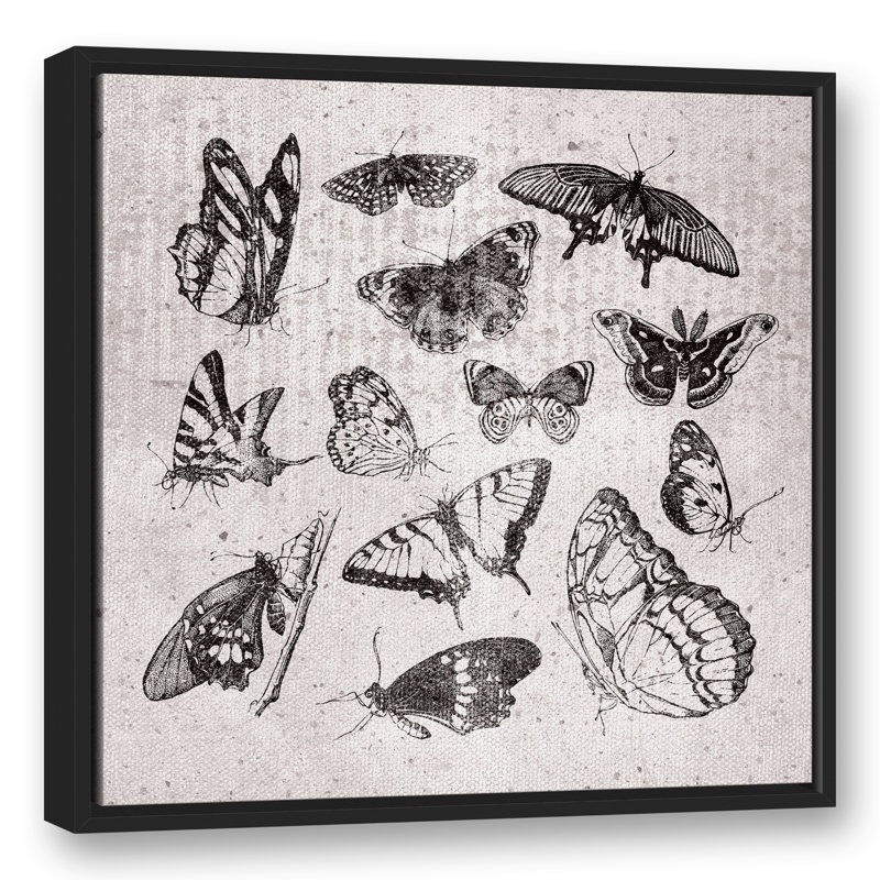 «Grayscale Butterflies», reproduction sur toile, L 25,75 po x H 25,75 po