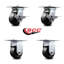 4 Inch Phenolic Caster Set with Roller Bearing 2 Brakes and 2 Rigid SCC