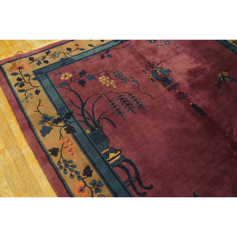 Purple Antique Floral Art Deco Chinese Carpet