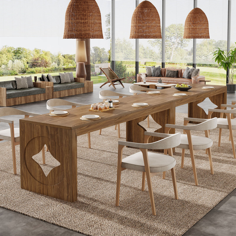 Table de salle à manger moderne en bois 78,74 po avec pieds découpés uniques