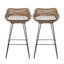Tabouret de bar 29,25 po en osier et fer à dossier bas brun clair avec ensemble beige (ensemble de 2)