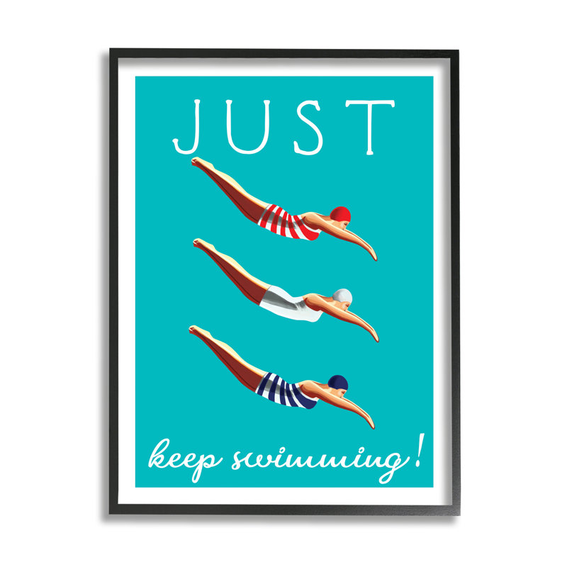Just Keep Natation - impression, Giclée encadrée noir minuit, H 20 po x l 16 po x P 1,5 po