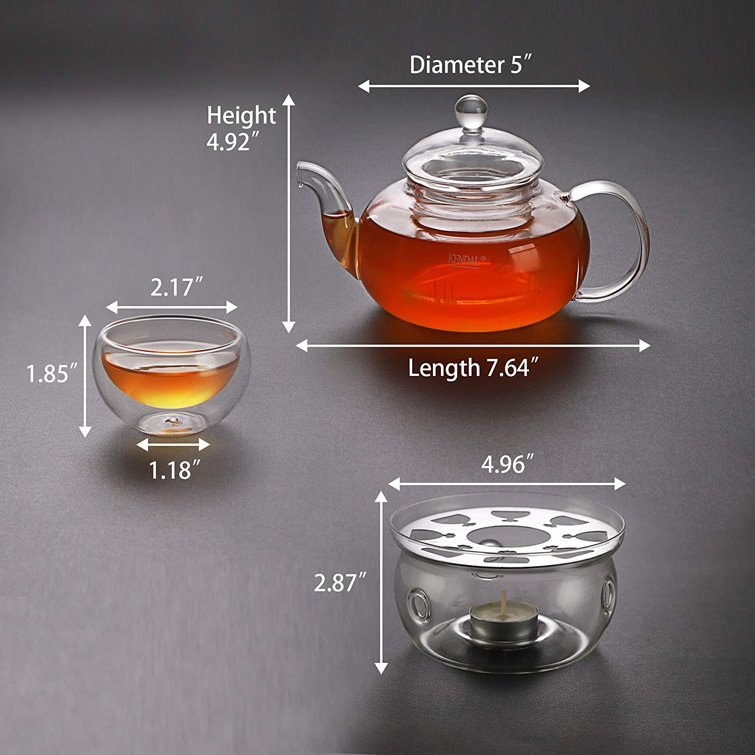 Vertical Pattern Glass Teapot With Walnut Cover Heat - Temu