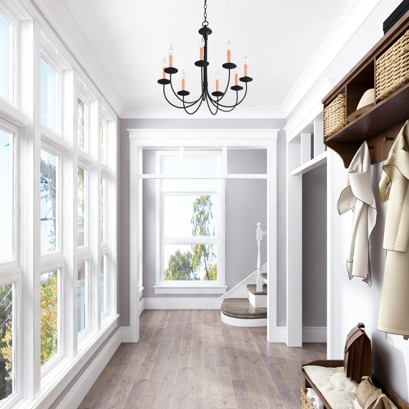 Analycia 8 - Light Steel Dimmable Chandelier
