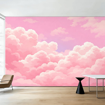 Papier peint auto-adhésif ciel bleu rose amour doux ton de couleur pour mariage H 100 po x l 144 po Papier mural amovible en PVC auto-adhésif pour chambre à coucher, salon, bureau à domicile