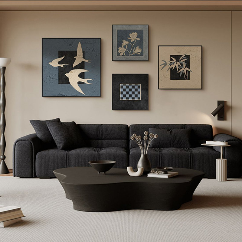 Ensemble d'art mural traditionnel carré 4 pièces, H 39,37 po x l 74,8 po