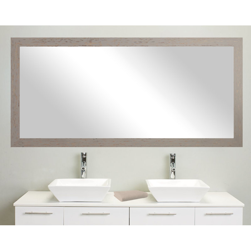 Miroir de salle de bain Hensel, 38,5 po x 77,5 po, Gris/rouge
