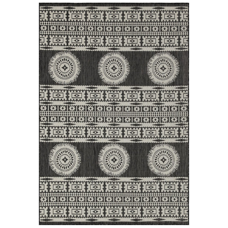 Sunshine Indoor/Outdoor Area Rug, Anthracite/Dark Gray/White, Rectangle 5'3" x 7'3"