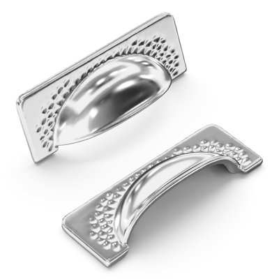Craftsman Collection Cup Pull - 3-3/4" Centre to Centre Cabinet Pull Chrome - Craftsman Hardware for Drawers & Cabinets