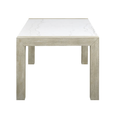 Table de salle à manger Contemporary 6 - plateau en marbre blanc et bord rectangulaire à assise brune 6
