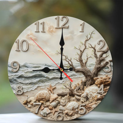Coastal Clock With Textured Numbers