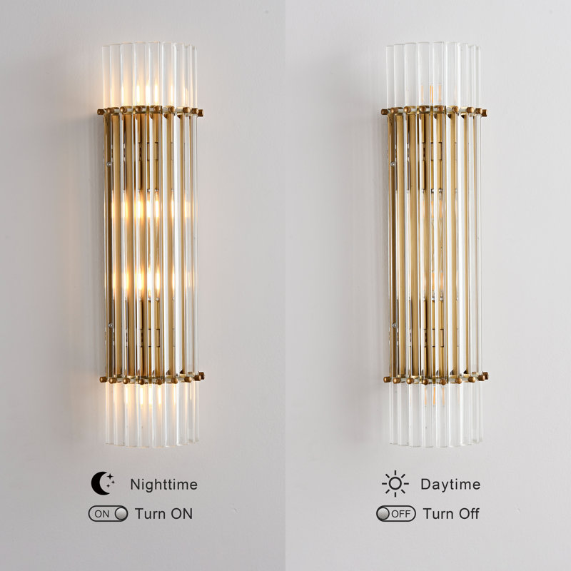 Casandra 4-Light Brushed Brass Solid Crystal Glass Bars Wall Sconce