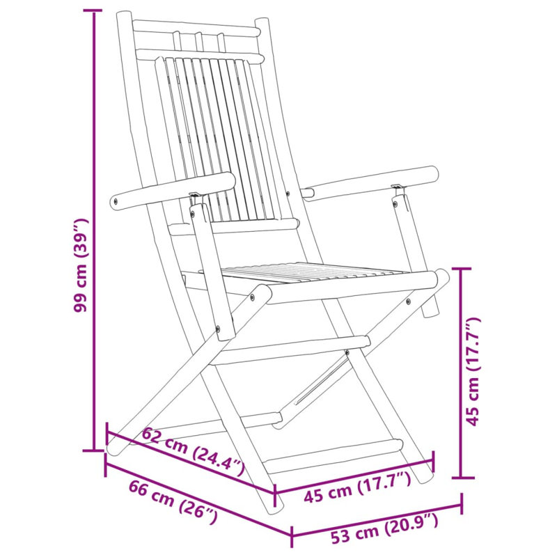 2 - Person Bamboo Wood Patio Dining Set with Square Table
