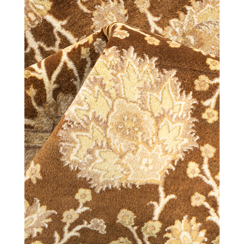 Handmade Yellow Wool Rectangular Area Rug 4'1" x 6'