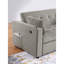 Causeuse-lit en velours côtelé gris L 57 po avec porte-gobelets, ports USB, poches pour magazines, coussins, capitonnage Luelle-1634981496