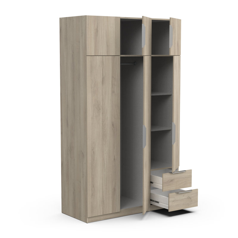 Nikoll 6 Door Manufactured Wood Wardrobe, 203cm H x 119.4cm W x 51.1cm D, Brown