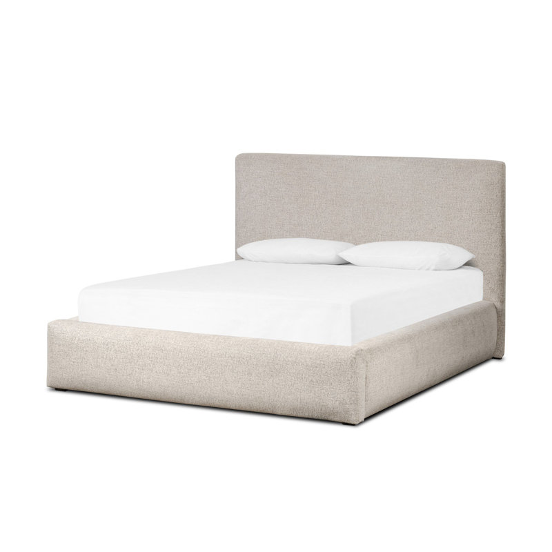Azar Upholstered Platform Bed, King, Plushtone Linen