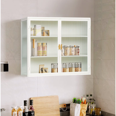 Armoire de salle de bain murale à 2 portes en verre, armoire de rangement murale à 2 portes
