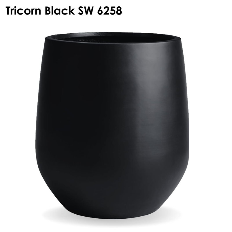 Indoor/Outdoor Large Corso Fiberstone Planter - Tricorn Black 21"H (Opening 15"), 21" H x 19" W x 19" D, Black