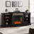 Gallatin Criss-Cross Electric Fireplace w/ Bookcases-1033716616