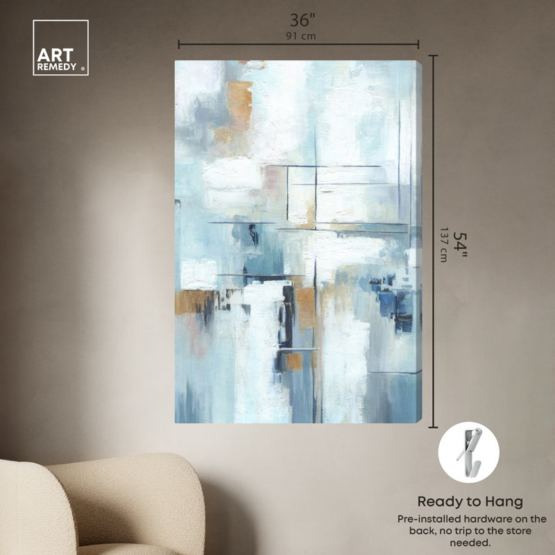«Blue House» par Art Remedy sur toile bleue, Toile tendue, H 54 po x l 36 po