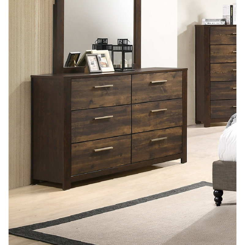 Commode 6 tiroirs en bois brun