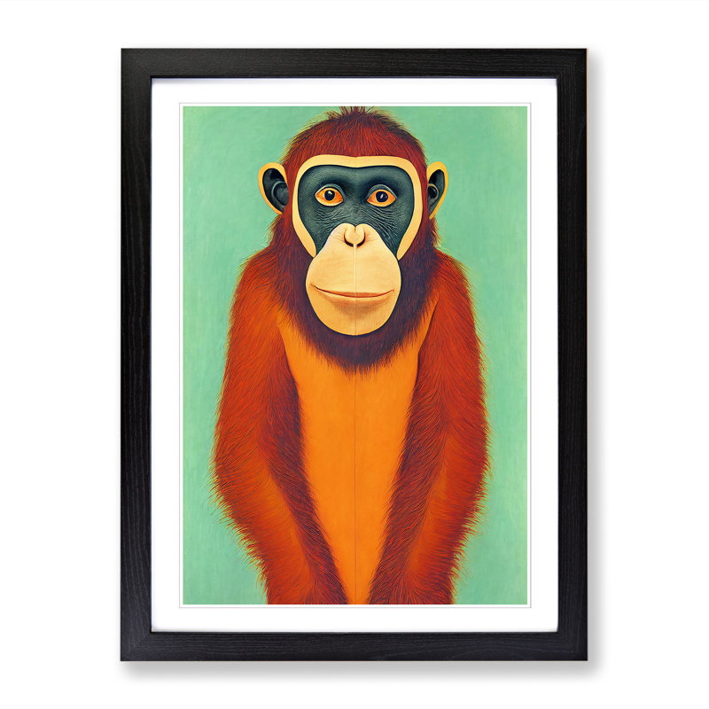 Orangutan Painting - Picture Frame Print, Black, 34cm H x 25cm W x 2cm D