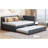 Gray Linen Upholstered Daybed With Portable Trundle, Stable Bed Frame, No Need For Box Spring Full Size Trundle And Upholstery, Needed, Classic Design Stability Space Savings-2051926365