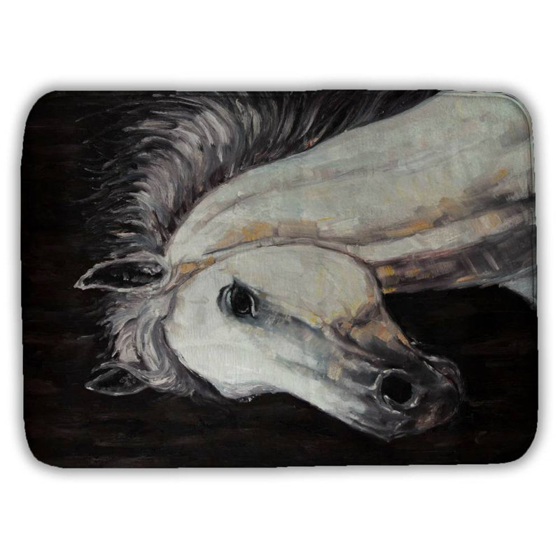 White star horse Bath Mat with Non-Slip Backing - Quick Dry Memory Foam Bathroom Rug - Absorbent - Modern Plush Spa-Style - Machine Washable