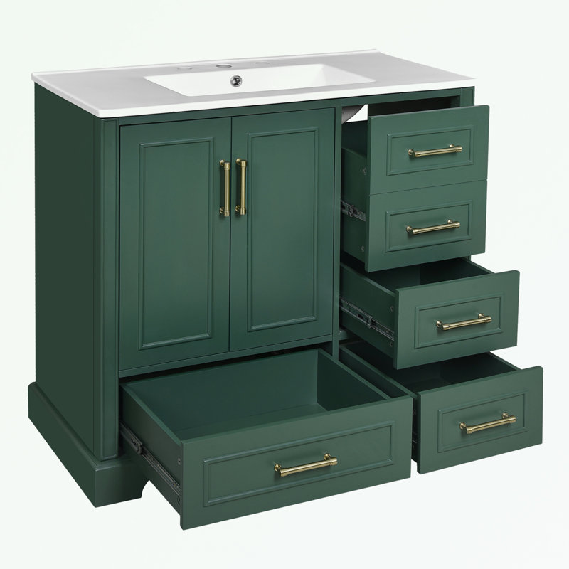 Rangement de salle de bain Flavil, Vert, Or