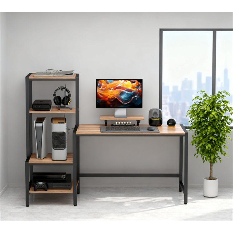 Bureau CPU avec support pour écran (sans la chaise), H 49,2 po x l 66,9 po x P 18,9 po
