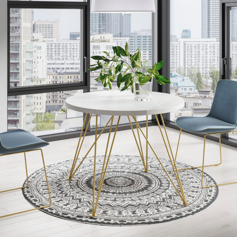 Kaleva Round Metal Base Dining Table, 76cm H x 120cm L x 120cm W