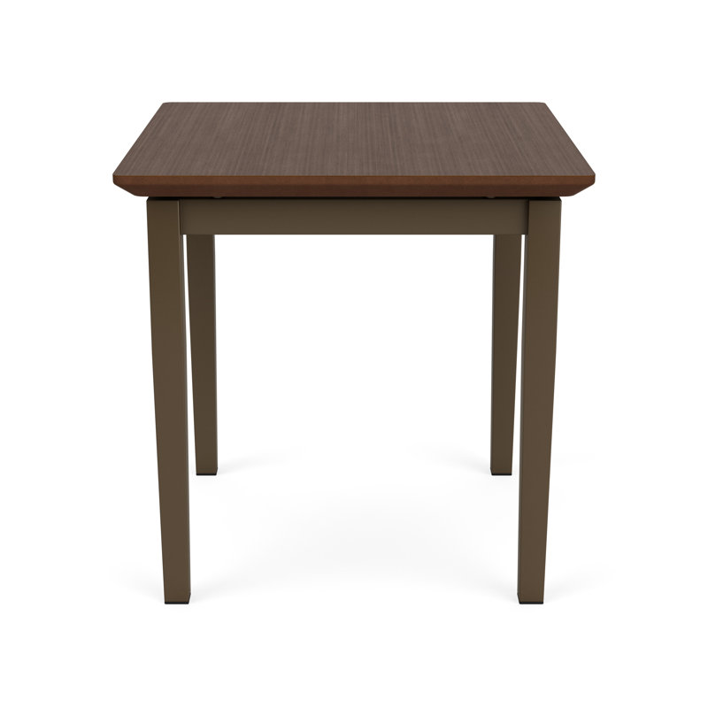 Lenox Steel Waiting Reception End Table Metal Frame 20x20" High Pressure Laminate Top, Bronze, Riftwood Walnut