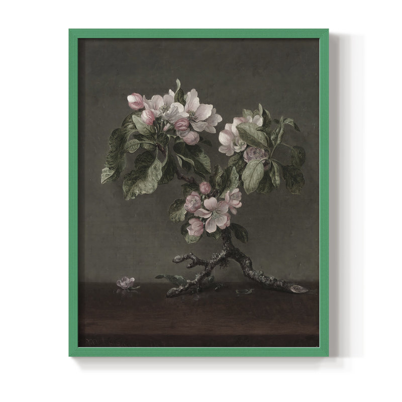 Impression florale rétro XCII, bois massif, H 30 po x l 24 po, Vert