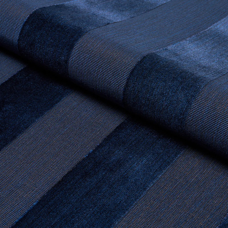 Cunard Strie Velvet Fabric, Blue