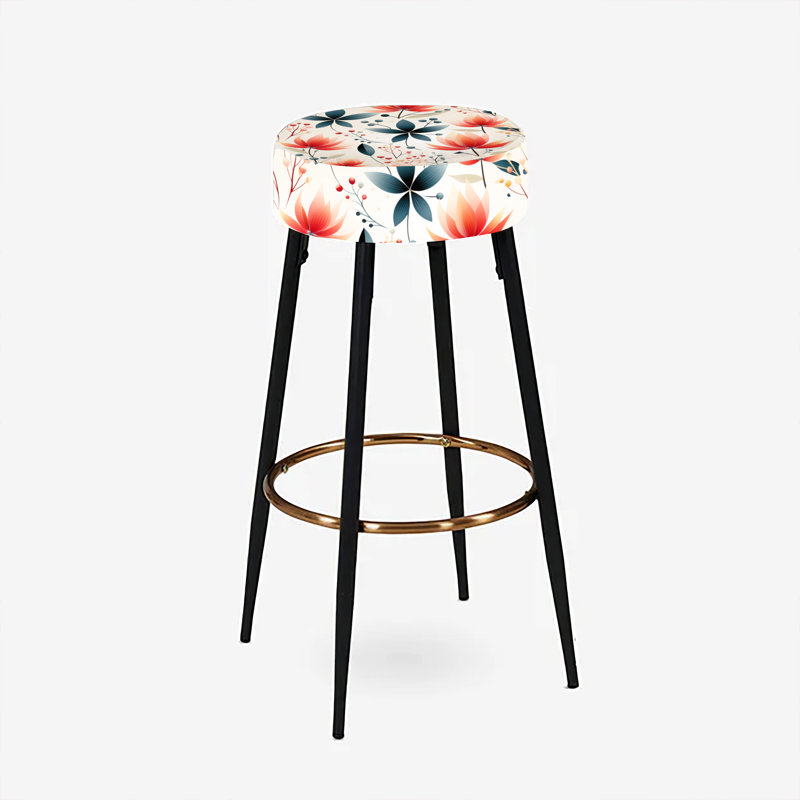 Élégant motif floral rouge III - ensemble de 2 tabourets floraux