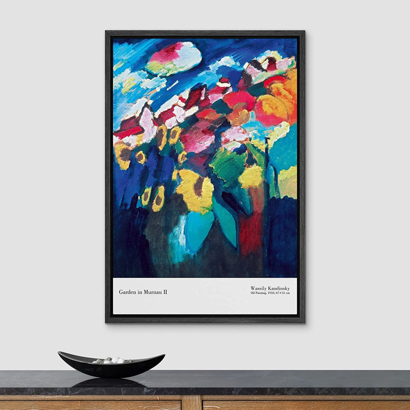«Garden in Murnau» par Wassily Kandinsky - impression sur toile, H 24 po x l 16 po x P 1,5 po, Cadre noir