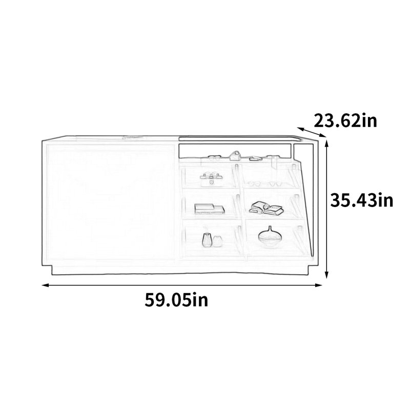 Vitrine Minimalist Atmosphere, H 35,43 po x l 59,05 po x P 23,62 po