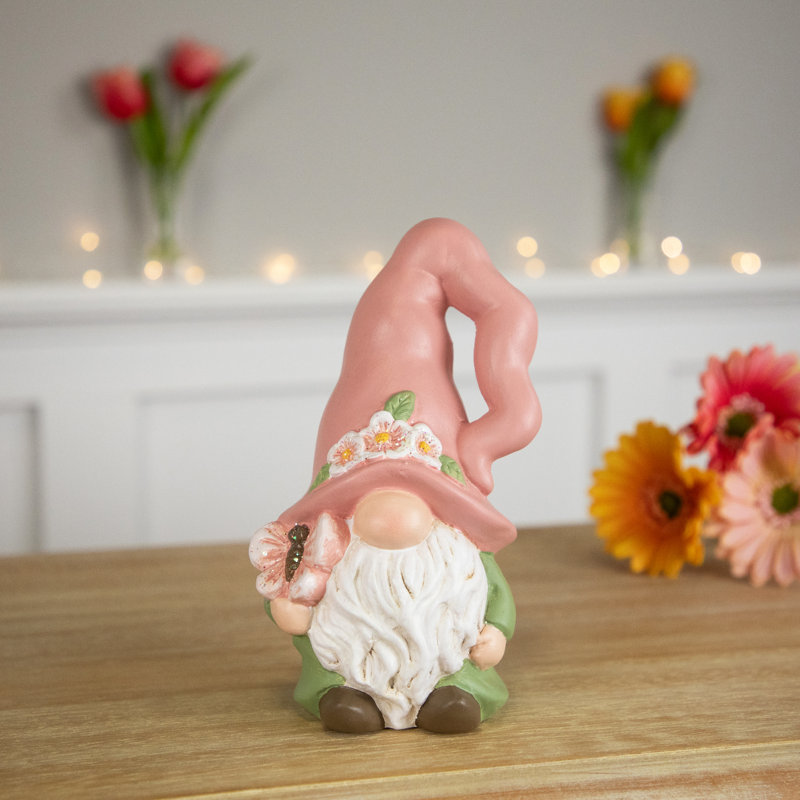 Statue de jardin fantaisie et humour synthétique, Rose/vert