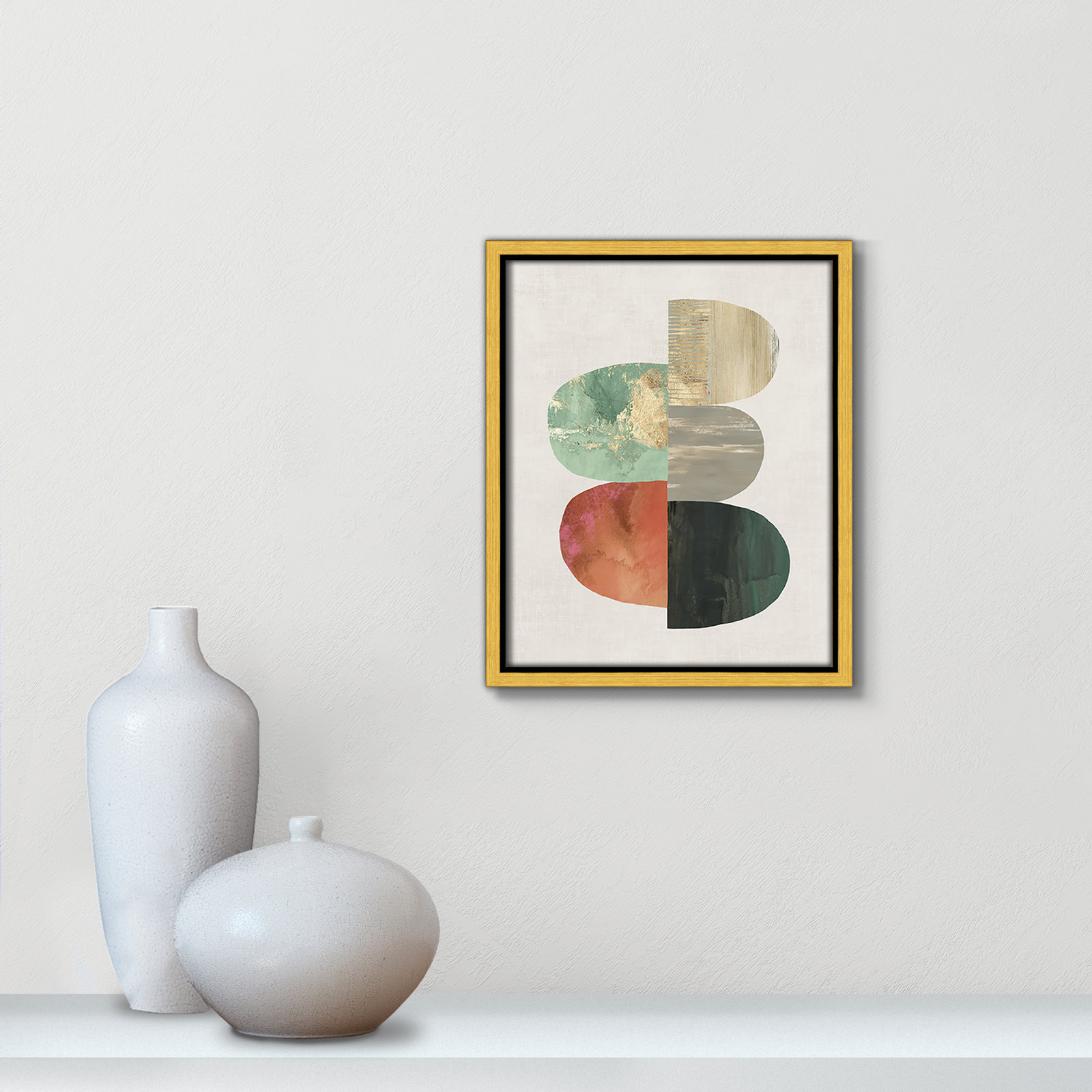 Evolving Energy I - Painting Print, Picture Framed Canvas, 11.5" H x 9.5" W, Gold